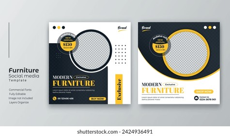 Furniture sale instagram post and social media template