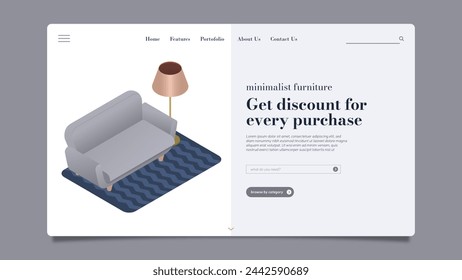 Furniture sale landing page vector design in eps 10