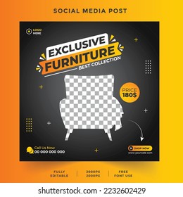 Furniture sale social media banner template