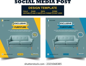 Furniture Sale Social Media Banner Post Template