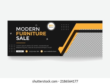 Furniture sale social media cover page design, web banner for furniture product promotion, sale banner template