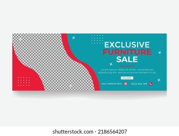 Furniture Sale Social Media Cover Page Design, Web Banner For Furniture Product Promotion, Sale Banner Template