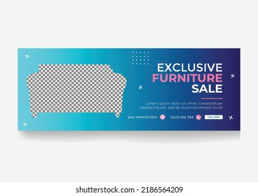 Furniture sale social media cover page design, web banner for furniture product promotion, sale banner template