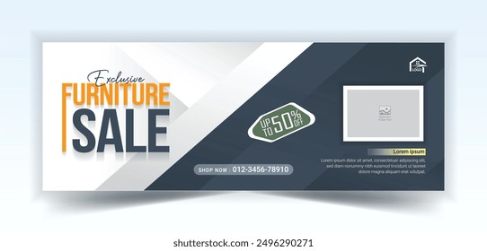 Furniture sale social media cover design template