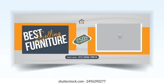 Furniture sale social media cover design template