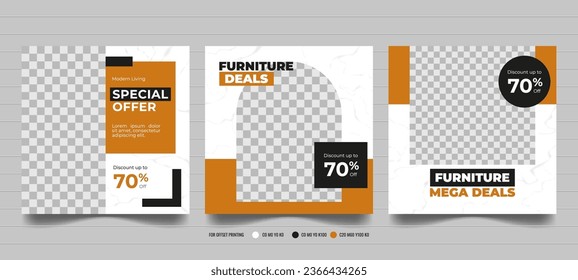 Venta de muebles fuente de medios sociales o diseño de portada, banner web para la promoción de productos de muebles, plantilla de banner de venta