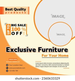 Furniture sale social media and instagram post template design.