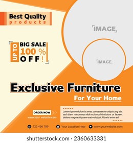 Furniture sale social media and instagram post template design.