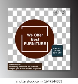 Furniture sale for social media post template,Editable social media post templat