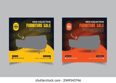 Furniture Sale Social Media Post Banner Template vector illustration