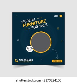 Furniture sale social media promotion post or web banner template