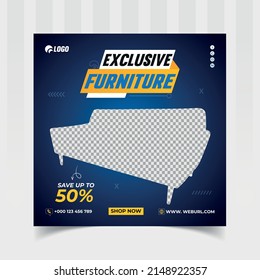 Furniture sale social media template design