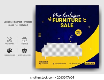 Furniture sale social media and web banner post template