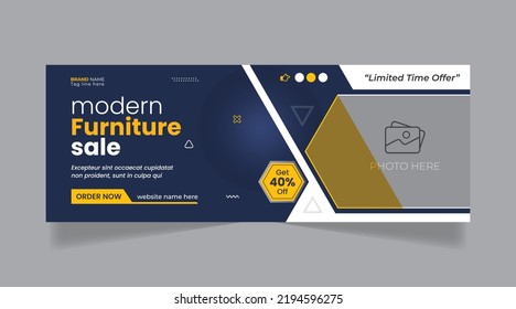 Furniture sale soicla media banner design, web banner template, horizontal timeline cover