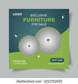 Furniture sale square banner template. Promotional banner for social media post, vector eps 10