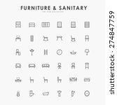 furniture and sanitary minimal line icons