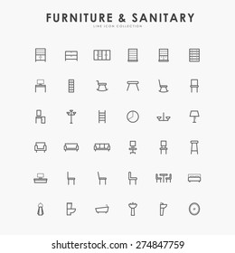 furniture and sanitary minimal line icons