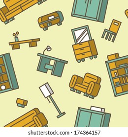 Furniture seamless pattern. Vector illustration. 