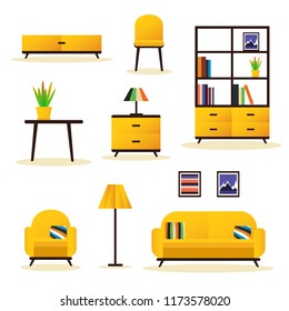 Furniture set elements collection. House home interior design.