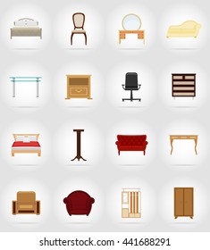 furniture set flat icons vector illustration isolated on white background