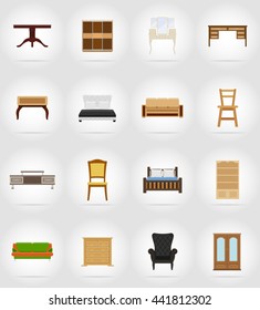 furniture set flat icons vector illustration isolated on white background