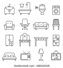 furniture set icons