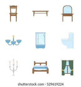 Furniture set icons in cartoon style. Big collection of furniture vector symbol stock illustration