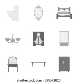 Furniture set icons in monochrome style. Big collection of furniture vector symbol stock illustration