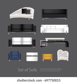 Furniture Set of Sofa Vector Illustration
