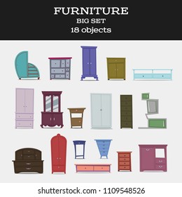 Furniture set. Vector illustration isolated on background.