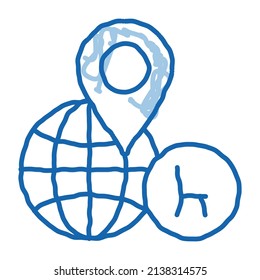 furniture shop location sketch icon vector. Hand drawn blue doodle line art furniture shop location sign. isolated symbol illustration