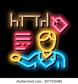 furniture shop manager neon light sign vector. Glowing bright icon furniture shop manager sign. transparent symbol illustration