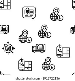 Furniture Shop Market Seamless Pattern Vector Thin Line. Illustrations