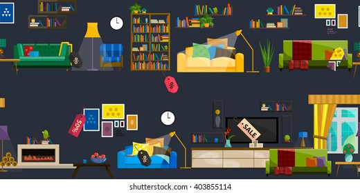 Furniture Shop Super Sale Vector Illustration