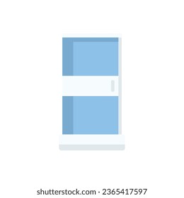 Furniture shower cabin icon flat vector. Glass door. Water design isolated