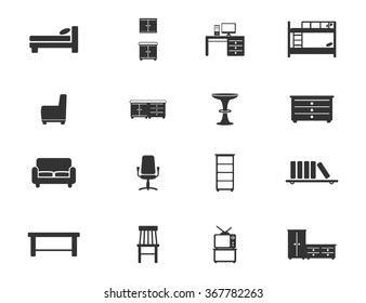 Furniture simple icons for web