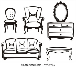 furniture sketch collection in black lines