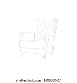 Furniture sketch isolated on white. Element of furniture. Armchair isolated on white