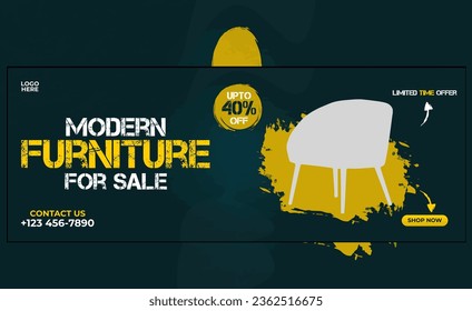 Furniture social media cover banner design template