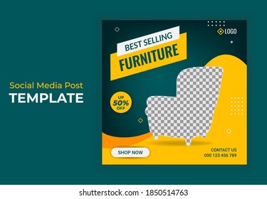 Furniture social media post or banner design template