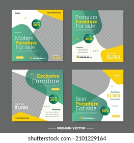 Furniture social media post or banner template Premium vector