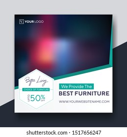 Furniture social media post collection digital marketing EPS 10 vector 