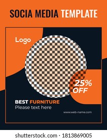 Furniture social media post design template, Modern Furniture sale promotion social media banner template