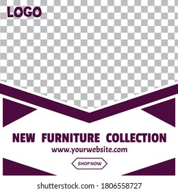 Furniture social media post template in violet color
