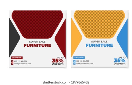 Furniture social media post template design for business promotion. 