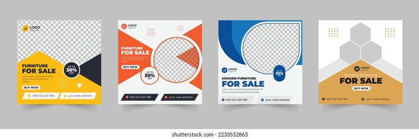 Furniture Social Media Post Template, sale banner for flyer and social media post, Social Media Instagram Design bundle, home interior banner, black Friday square post
