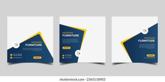 furniture social media post template, editable promo web banner social media layout 