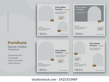 Furniture Social Media Post Template, Editable Post Template Social Media Banners.