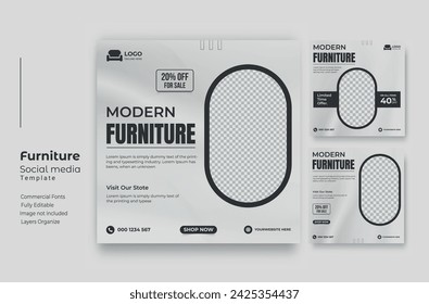 Furniture Social Media Post Template, Editable Post Template Social Media Banners.
