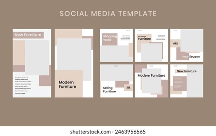 Furniture social media post template design for promotion. Business vector illustration.